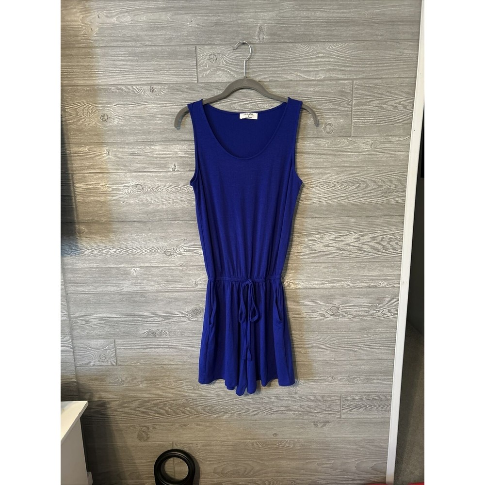 ZENANA Royal Blue Sleeveless Drawstring Waist Romper Women's Size S